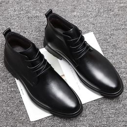 Boots Autumn Winter Motorcycle Shoes Warm With Fur Leather Causle Formal Men Walking Luxe For Man