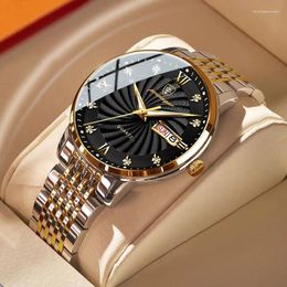 Wristwatches POEDAGAR Business Mens Watches Top Stainless Steel Waterproof Week Date Quartz Watch For Men Relogio Masculino