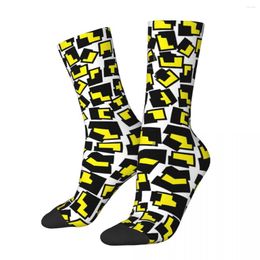 Men's Socks Crazy Sock For Men Retro Graffiti Leopard Neon Yellow Hip Hop Harajuku Disco Party Happy Pattern Printed Boys Crew