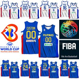 Print 11 KAI ZACHARY SOTTO Jersey Basketball Philippines 2023 World Cup 23 RHENZ ABANDO 4 Kiefer RAVENA 17 Jaymar PEREZ 8 SCOTTIE THOMPSON 6 CLARKSON Blue WHite