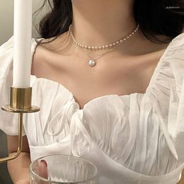 Pendant Necklaces SHUANGR High Quality Kpop Fashion Beaded Pearl Choker Necklace Cute Layered Chain Korean For Women Jewellery Accessories