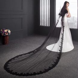 Bridal Veils Ding Yaoda Bride Long Tailed Black Cathedral Lace Double Veil