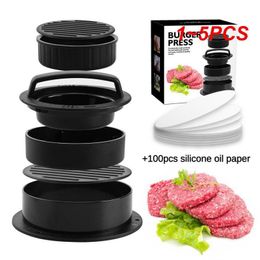 Meat Poultry Tools 1~5PCS Hamburger Press Meat Pie Stuffed Burger Press Mold Maker with Baking Paper Liners Round Shape Non-Stick Patty Kitchen 230831