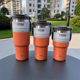 Water Bottles Coffee Cup Double Layer Insulation Refrigerated Ice High Capacity Stainless Steel Double Beverage Car Cup 230831