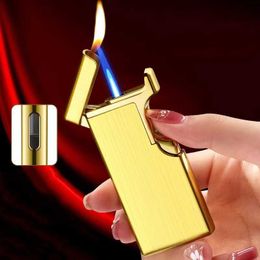 Double Flame Windproof Jet Torch Convert Open Visible No Gas Silo Butane Lighters Smoking Accessories Gadgets For Men 6P8W