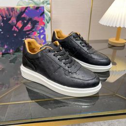 Luxury Designer Casual Shoes Rivoli Low Men Trainer Calfskin Leather Runner Printing Embossed Grained Rubber Platform Lace-Up Luxembourg Sneakers z6