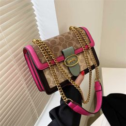 Contrast Colour Chain Square Popular 2023 New Fashion Korean Edition Women's One Shoulder Crossbody Small Bag 60% Off Outlet Online