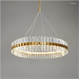 Chandeliers Led Crystal Chandelier Lamp Pendant Lights Modern Luxury Creative Personality Simple Living Room Ring El Decoration