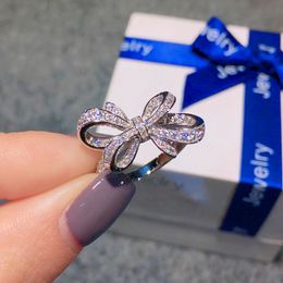 Wedding Rings Cute Female Butterfly Bowknot Elegant Silver Color Love Finger Ring Fashion Promise Engagement For Women 230831