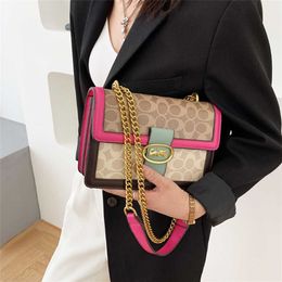 texture versatile crossbody 2023 Colour contrast chain small square Advanced sense ins shoulder bag 60% Off Outlet Online