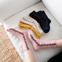 Women Socks Japanese Sweet Beauty Retro Pattern Pile Autumn And Winter Style Floral Cotton