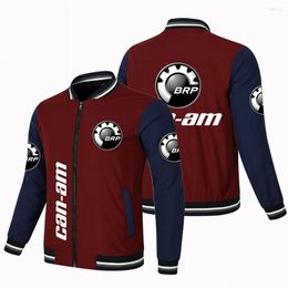 Men's Jackets 2023 Autumn/Winter Jacket Brp Can Am Logo Printed Zipper Contrast Baseball Windproof Motorcycle Ja