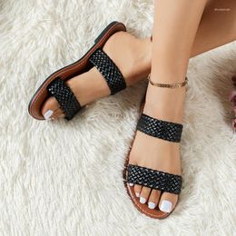 Slippers Woven Large Size Sandals Women's 2023 Summer Luxury Zapatos De Mujer Indoor Rubber Flip Flops Slides Rubber1