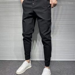 Men's Pants 2023 Slim Formal Trousers Casual Blazer Men Korean Fashion Male Black Dress Classic Suit White Harem A44