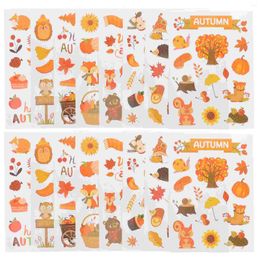 Gift Wrap 16 Sheets Fall Decor Wall Decals Thanksgiving Window Applique Clings Paper Sticker