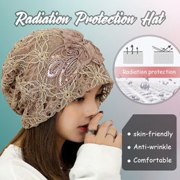 Beanie Skull Caps Lace Silver Fibre Anti Radiation Cap Emf Shielding Protection Breathable Hat Microwave Beanies Pregnant Women s Confinement 230831