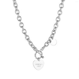 Pendant Necklaces Fashion Heart Coin Stainless Steel Toggle Clasp Necklace For Woman Charm Jewelry