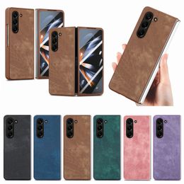 Fold5 Anti Slip Strip Folding Shell For Samsung Galaxy Z Fold 4 Fold 5 Retro Phone Case With Steel Film