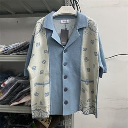 Men's Sweaters Short Shirt RHUDE Cashew Flower Jacqurd Cardigan Sweater Men Women Classic Patchwork Floral Casual 1 Knitt 230831