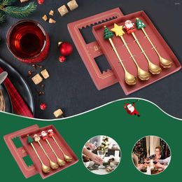 Dinnerware Sets 4 Pcs Christmas Spoon Set Fork And Man Premium Stainless Steel Forks Spoons With Gift Box L5