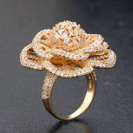 Wedding Rings Bride Talk Beautiful Flower Shape Romantic Bridal Ring Cubic Zirconia Luxury Trendy Jewelry For Women Anniversary 230831