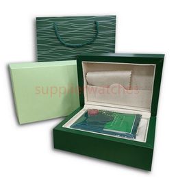 Hjd 2022 Luxury Green R boxes O Mens For Original L Inner E Outer X Woman's Watches Boxes Men Wristwatch Gift Certificate Bro214w