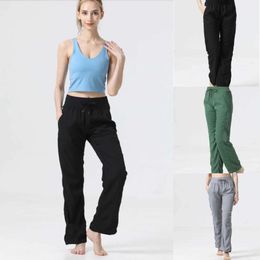 Lu Lu Yoga Studio Dance Leggings Drawstring Gym Clothes Women s Sports Running Fiess Flare Pants Sport Fie Pant