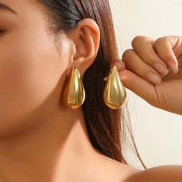 Stud Earrings 2023 Vintage Gold Color Chunky Water Drop Dome For Women Trendy Punk Glossy Tear Earring Jewelry Accessories
