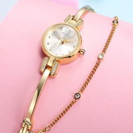 Wristwatches Small Women's Watch Japan Quartz Fashion Hours Bracelet Cutting Glass Rhinestone Birthday Girl's Gift Julius Box