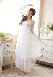Women's Sleepwear Cotton Princess Nightdress Long Nightgowns White Lace