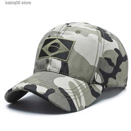 Ball Caps Army Camouflage Male Baseball Cap Men Embroidered Brazil Flag Outdoor Sports Tactical Dad Casual Hunting Hats T230728