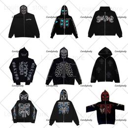 Men's Hoodies Sweatshirts Autumn And Winter American Punk Retro Printed Hoodies Y2K Street Fashion Loose Zipper Loose Hoodies For Men And Women Gothic Top T230921