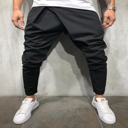 E-BAIHUI Hip Pop Style Fashion Solid Men's Track Pants Slim Cuff Black Trousers Casual Tracksuit Plain DED13812179o