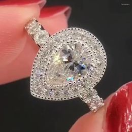 Cluster Rings Au750 18K White Gold Ring Women Wedding Party Engagement 1 2 3 4 5 Water Drop Pear Moissanite Diamond Elegant Trendy