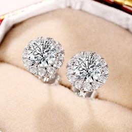 Stud Earrings Huitan Round Cubic Zirconia For Women Simple Elegant Ear Piercing Accessories High Quality Luxury Fashion Jewelry