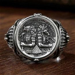 Band Rings Vintage Egyptian Pharaoh Horus Men's Ring Anubis Wanderer Gothic Ancient Egyptian Ring Jewelry T230727