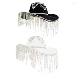 Berets Rhinestones Fringed Lady Hat Women Summer BeachCap Bridal Shower Party Headwear 264E