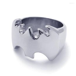 Cluster Rings Fashion Silver Color Men's Jewelry Bat Stainless Steel Finger Ring Size 7 To 14