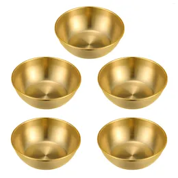 Plates 5 Pcs Seasoning Dish Serving Tray Appetiser Bowls Round Sauce Soy Dipping Dishes Stainless Steel Multipurpose