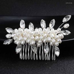 Hair Clips Pearl Fashion Comb Alloy Crystal Hairpin Tiaras For Women Charm Bride Crown Headwear Wedding Ornament Jewellery