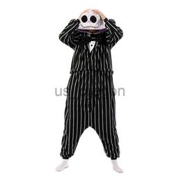 home clothing Halloween Onesie Stripe Skeleton Kigurumi Pyjamas Adult OnePiece Pijama Cartoon Jumpsuit Sleepwear Anime Cosplay Costume XXL x0902