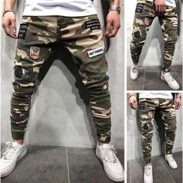 Mens Skinny Stretch Denim Pants Camouflage Pleated Ripped Slim Fit Jeans Trousers 2019 pants jeans men Clothing324S