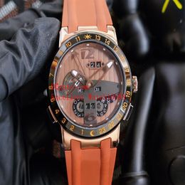 12 Colors Fashion Mens Wristwatches 43 mm 326-00 18k Rose Gold Automatic Mechanical El Toro Perpetual Calendar GMT MULTI-FUNCTIONS277p