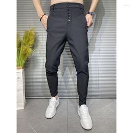 Men's Pants 2023 Autumn Winter Business Dress Men Solid Colour Casual Slim Fit Suit Streetwear Trousers Costume Homme A150