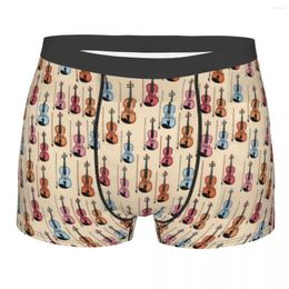 Underpants Men Violin Colorful Vintage Sky Boxer Shorts Panties Mid Waist Underwear Music Note Homme Novelty S-XXL