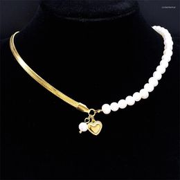 Pendant Necklaces Vintage Link Chain Heart Necklace Female Women's 2023 Fashion Pearl Choker Clavicle For Woman Jewellery