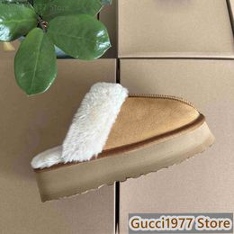 New casual shoe designer boots women's slippers leather slippers classic mini platform boots slippers u/g suede wool blend womens mens comfortable Boots
