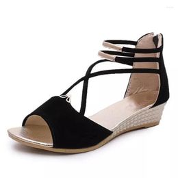 Shoes Peep Toe Women Summer Sandals 2024 Wedges Fashion Ladies Wedge Woman Sandal Black Red Blue Zapatos 300 83 400 c