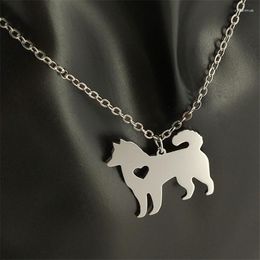 Pendant Necklaces Alaskan Malamute Necklace 304 Stainless Steel Silver Plated Dog Memorial Gift 12pcs/lot