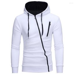 Men's Vests 2023 Spring And Autumn Diagonal Zipper Hoodie Sports Casual Trend Hooded Long-sleeved Cardigan Coat